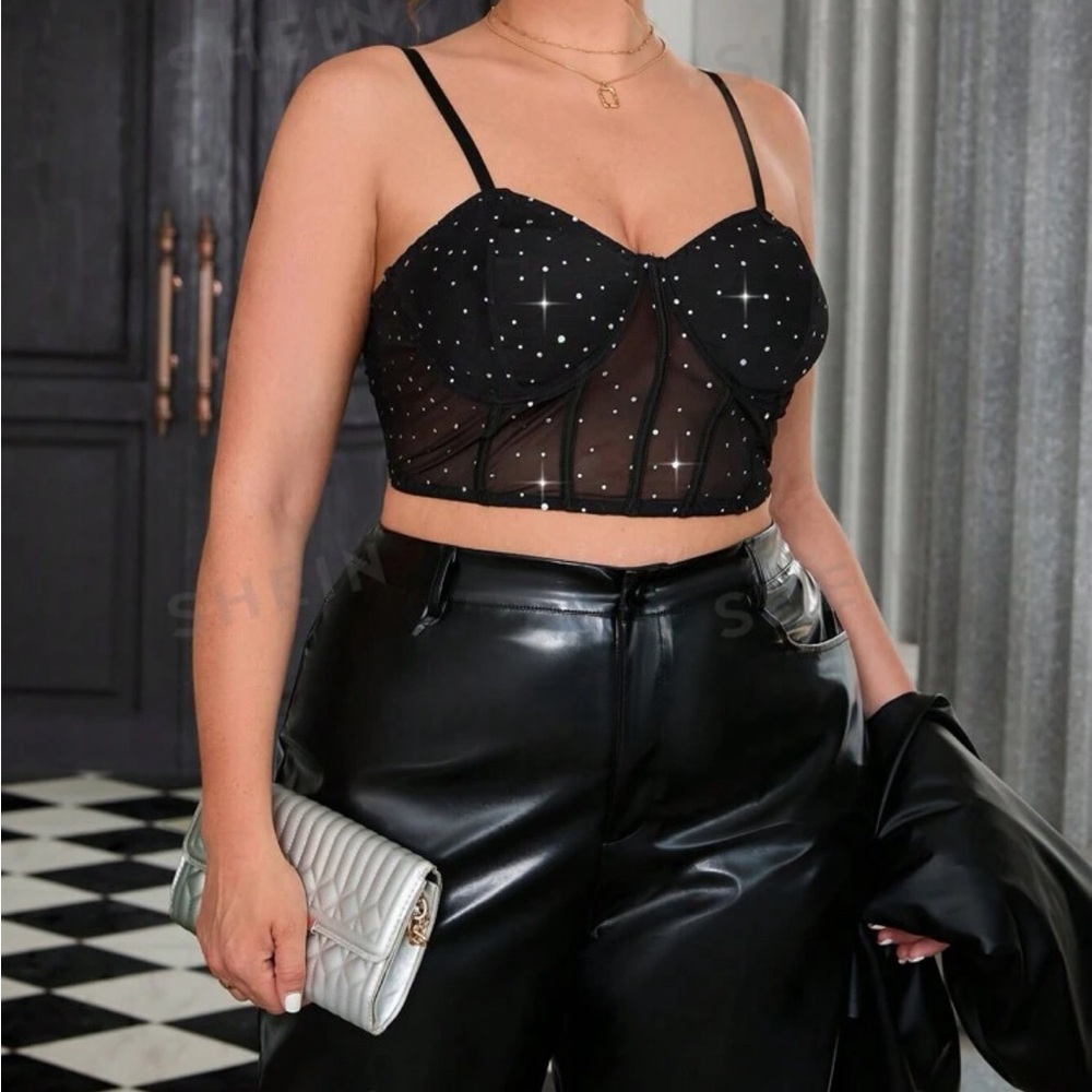 NWOT Mesh Sparkle Corset Top